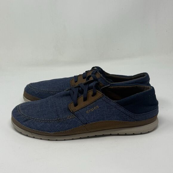 Crocs Santa Cruz Playa Shoes Mens 11 Blue Denim Brown Lace Up Comfort Preppy main image 9